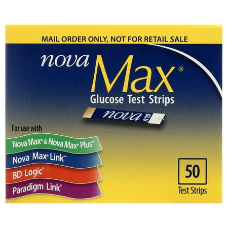 Nova Max Disposable Blood Glucose Test Strips, 50 Count