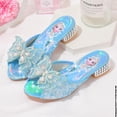thumbnail image 1 of Zapatos de princesa de Disney para niños, zapatillas de interior de tacón bajo con lazo de Elsa de Frozen, zapatos de cuero informales para fiestas de niñas y bodas, plantilla Size34 de 21,5 cm Gao Jinjia LED, 1 of 2