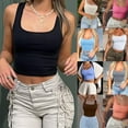 thumbnail image 6 of Women's Square Neck Ribbed Crop Tanks Top Sleeveless Camisole Breathable Vest Solid Color Tops for Casual and Party Wear, 6 of 9