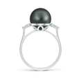 thumbnail image 2 of ANGARA Tahitian Cultured Pearl Ring with Trio Diamonds in 925 Sterling Silver for Women | June Birthstone, Birthday, Anniversary, Jewelry Gift for Women | Pearl Ring, 2 of 8