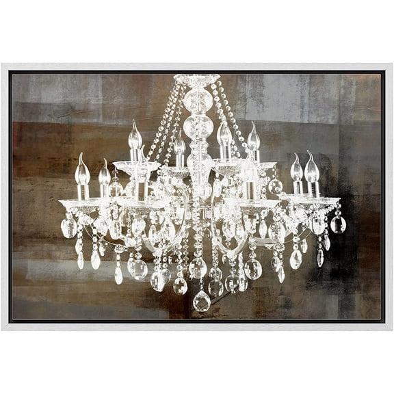 wall26 Framed Canvas Print Wall Art White Chandelier Silhouette on Abstract Background Decorative Lights Digital Art Modern Art Chic Relax/Calm for Living Room, Bedroom, Office - 24"x36" Wh