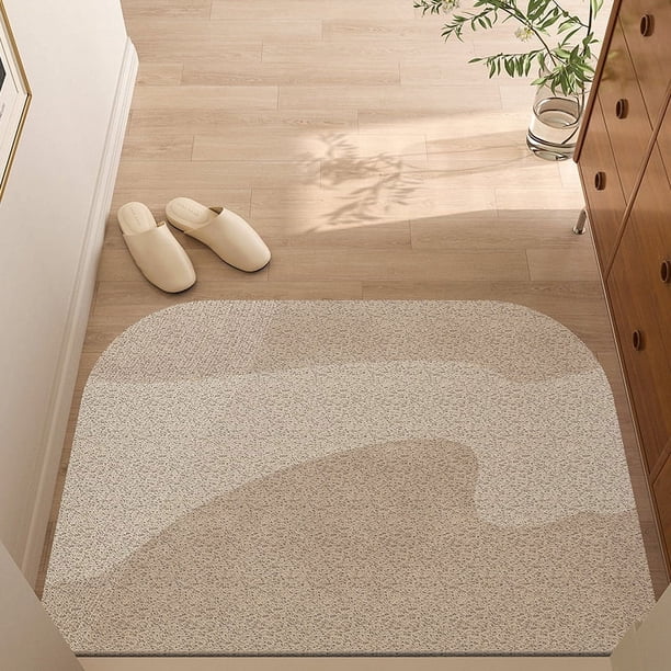 Xiao Hua Alfombra de baño antideslizante de felpa peluda, lavable a máquina, color caqui, 24 x 16 pulgadas
