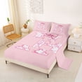 thumbnail image 2 of Manfei Pink Bow Letter H Bed Sheets for Girls, Princess Style King Sheets, 4 Pieces, 2 of 5