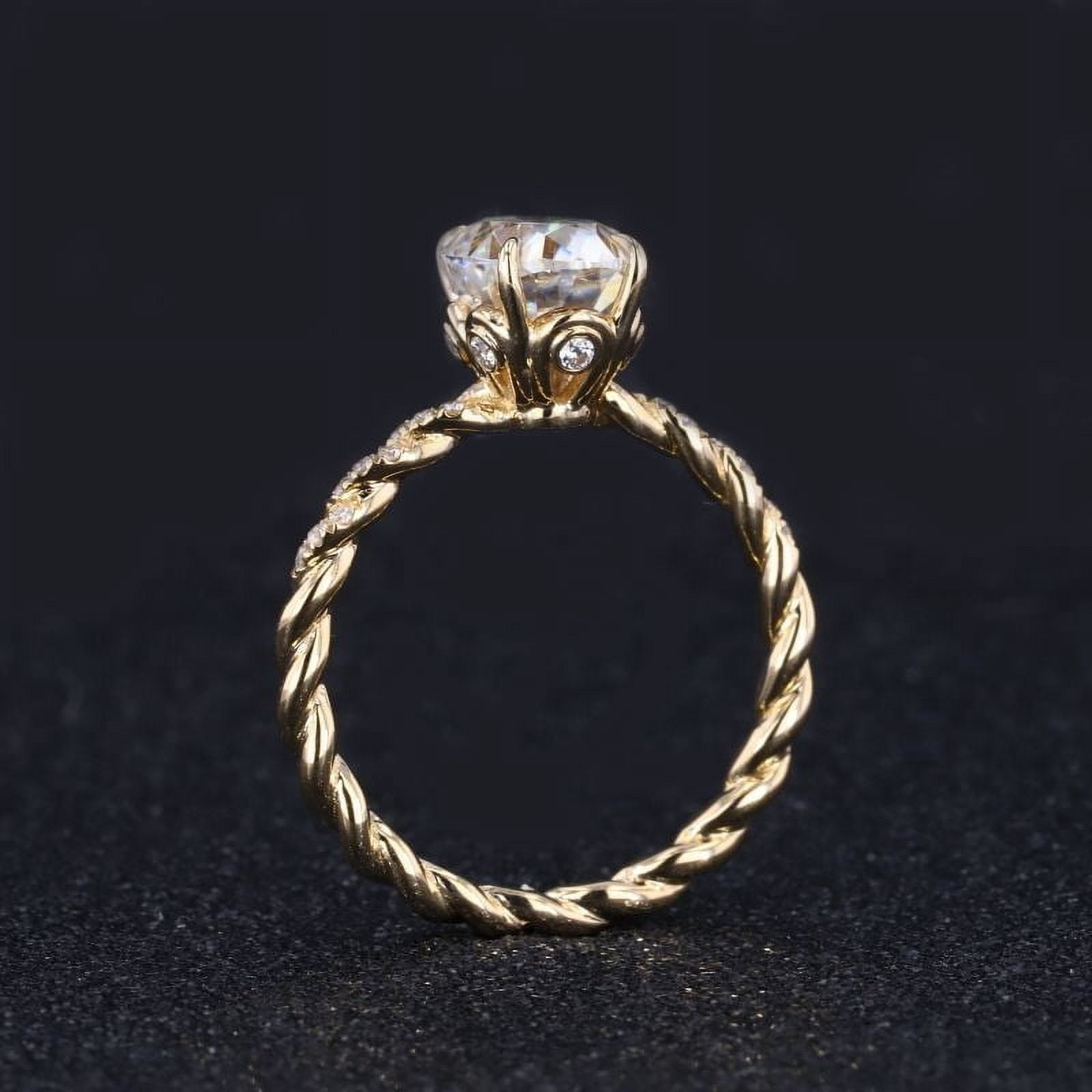 Cora Jewellery 9x7MM Oval Moissanite Engagement Ring For Women With Twisted Diamond Shank, 14K Yellow Gold