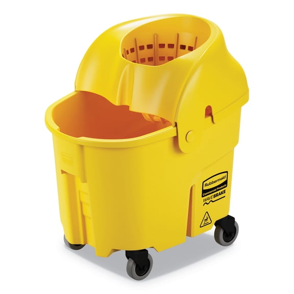 Rubbermaid Wavebrake 2.0 Bucket/wringer Combos, Down-press, 35 Qt, Plastic, Yellow Rcpfg759088yel