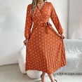 thumbnail image 2 of Kaemgyyd Polka Dots Dress for Womens Long Sleeve Wrap V Neck Midi Dress Casual Tie Waist Fall Pleated Beach Flowy Dresses, 2 of 6