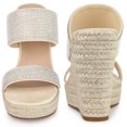 thumbnail image 2 of BLISSFUL STEP Sandales Compensées Plateforme avec Strass Espadrilles Beige pour Femmes 6 m US, 2 of 6