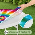 thumbnail image 5 of Colorful Rainbow Tie Dye Spiral Pattern Round Fitted Tablecloth with Elastic Edge,Dining Table Cover Waterproof,Outdoor Round Tablecloth for Camping,Dining,Indoor and Outdoor, 5 of 7