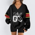 thumbnail image 2 of Women's Loose and Comfortable Letter V-Neck Sportswear Long Sleeve Sweatshirt with Football Print for Sporty Style,Red,S, 2 of 8