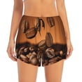thumbnail image 2 of KLL Coffee Beans Pattern Shorts Women,Athletic Shorts High Waisted Running Shorts Pocket Sporty Short Gym Elastic Workout Shorts-Large, 2 of 7