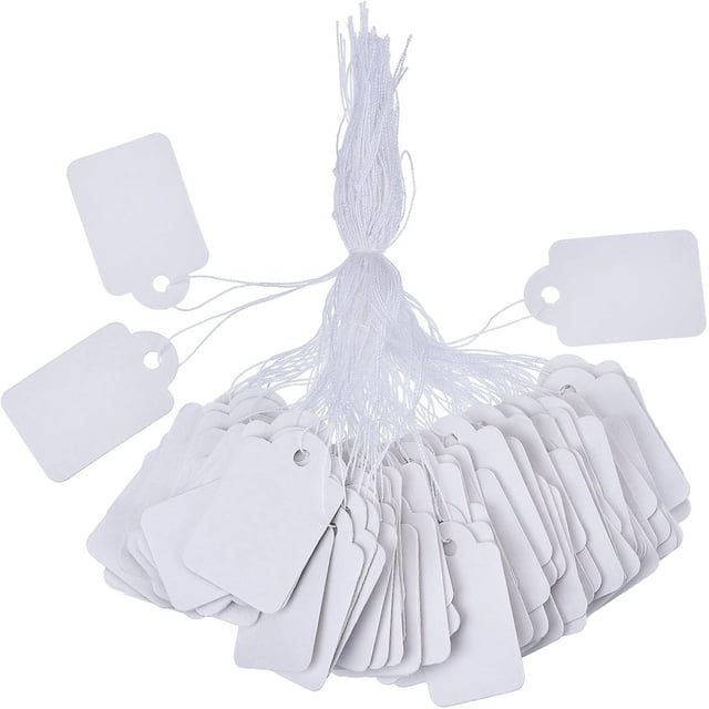 Pack of 500 (35 x 22mm) White Tagging Tags Price Tags Price Tags Display Tags with Hanging String