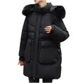 thumbnail image 1 of Chaquetas y abrigos casuales de manga larga con capucha para mujer, ropa de algodón con capucha para mujer, ropa de algodón con plumón de Inner Village para mujer, abrigo de algodón para mujer., 1 of 5