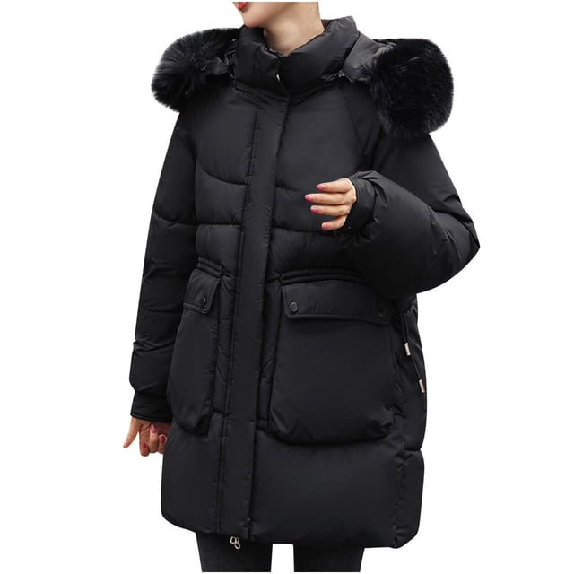 Chaquetas y abrigos casuales de manga larga con capucha para mujer, ropa de algodón con capucha para mujer, ropa de algodón con plumón de Inner Village para mujer, abrigo de algodón para mujer.