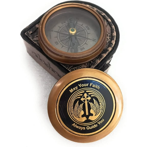 Religious Gifts - May Your Faith Guide You Engraved Compass - Baptism Gifts for Boys Teen Kids Christian Catholic Men Women Gifts, Birthday, Christmas, Graduation (May Your Faith Always Guide You)
