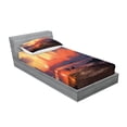 thumbnail image 2 of Ambesonne Fantasy Fitted Sheet & Pillow Sham Set, Sandy Skyscraper, Twinxl, Orange Blue, 2 of 2