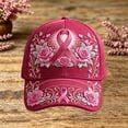 thumbnail image 2 of MuXiKeJi Clothes Pink Ribbon Cancer Awareness Hat Floral Print Baseball Cap Adjustable Fit Women Support Awareness Cap, 2 of 4