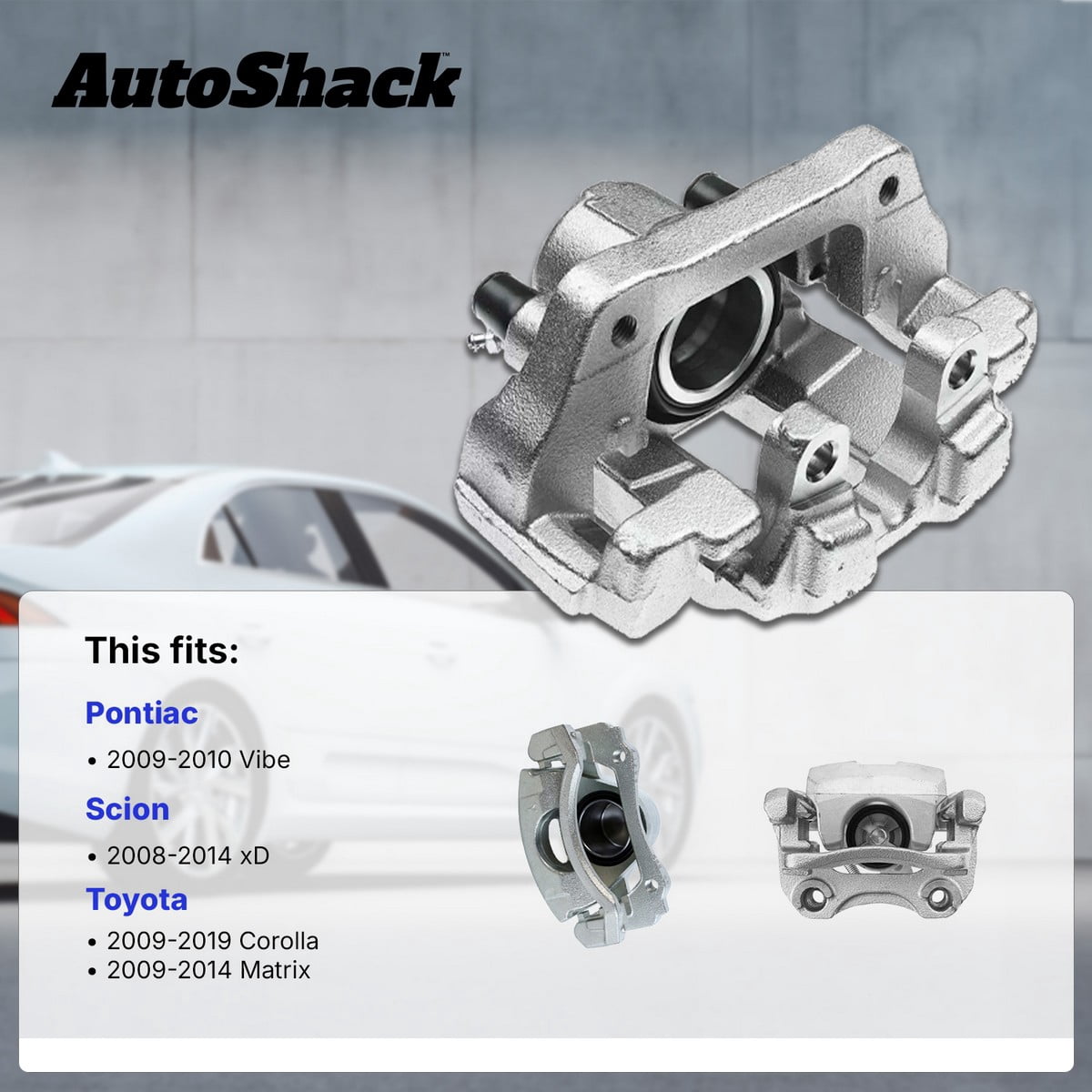 AutoShack Front Brake Caliper for Toyota, Scion & Pontiac, Corolla 2009-2019 Matrix 2009-2014 xD 2008-2014 Vibe 2009-2010, FWD L4 1.8L 2.4L, Right