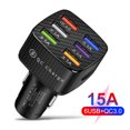 thumbnail image 1 of Carga rápida 6 puertos 75W 15A QC 3.0 USB Cargadores de coche para teléfonos móviles (negro), 1 of 6