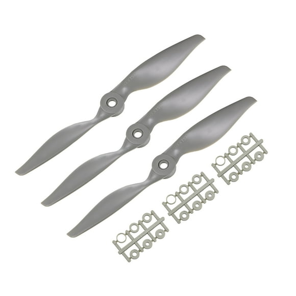Hélices RC CW 8x6 Pulgadas 2-Palas para Avión Nylon Gris 3Pcs con Anillos Adaptadores
