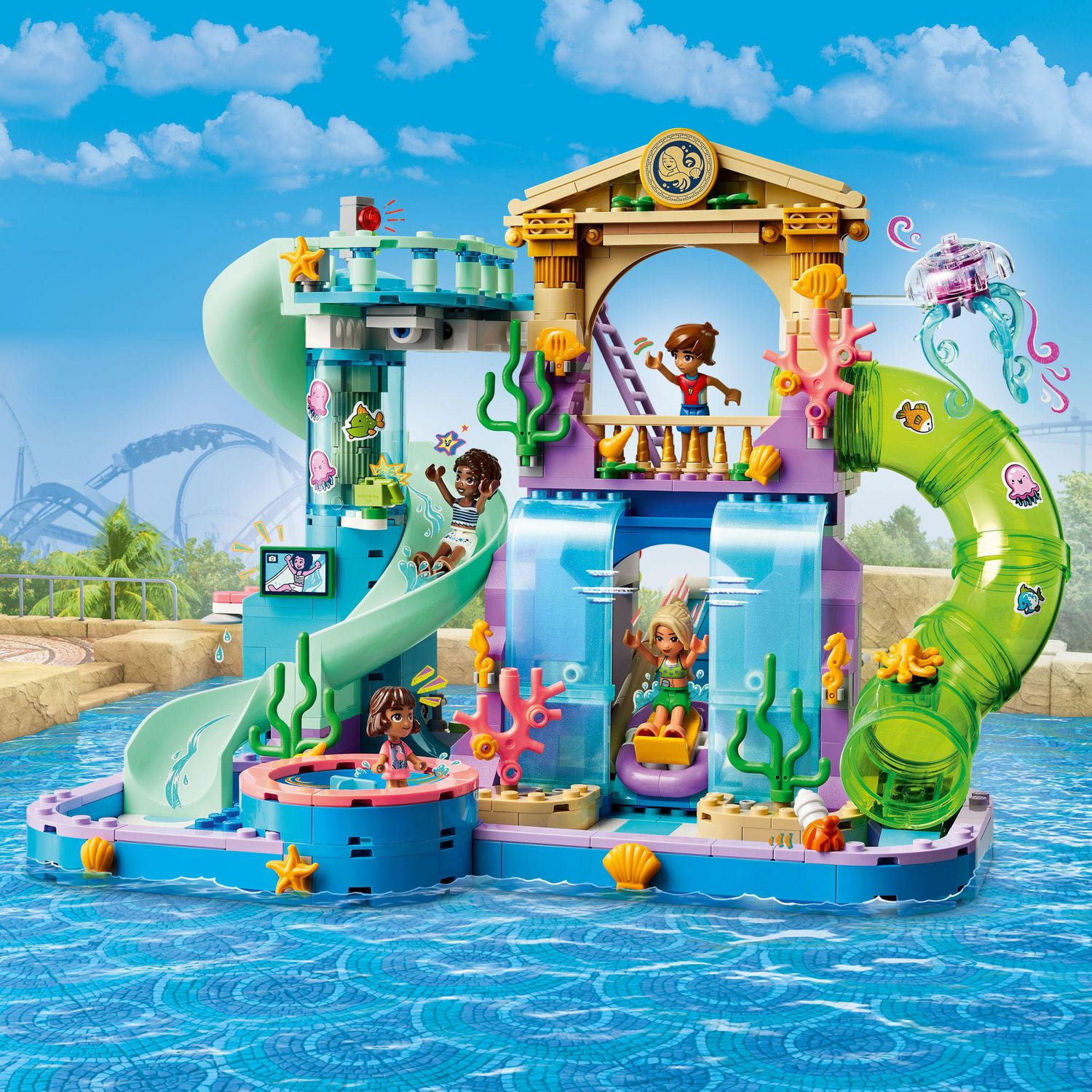 LEGO Friends Heartlake City Water Park Summer Toy Building Set for Kids, Creative Play for Girls and Boys Ages 8 Years and Up, Includes 3 Mini Dolls, a Micro Doll, 3 Water Slides and Whirlpool, 42630