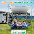 thumbnail image 3 of COBIZI 12x12 Pop up Gazebo 6-Sided Screen House Tent for Camping, Outdoor Canopy Tent with Removable Roof&Mosquito Netting, Portable Hub Tent with Carrying Bag and Ground Stakes, Gray(Upgraded), 3 of 13