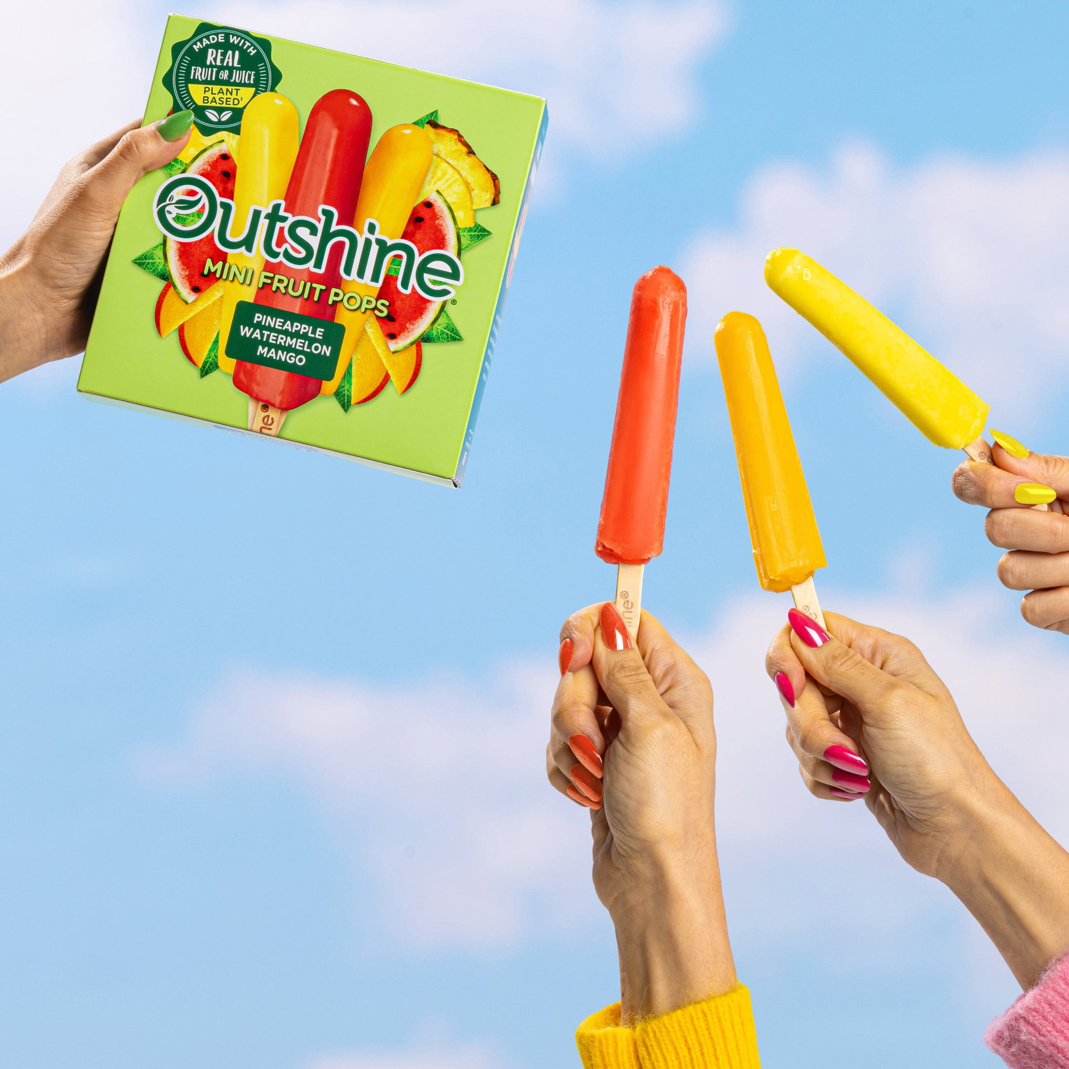 Outshine Pineapple, Watermelon, and Mango Mini Fruit Pops, Variety Pack, 12 Count