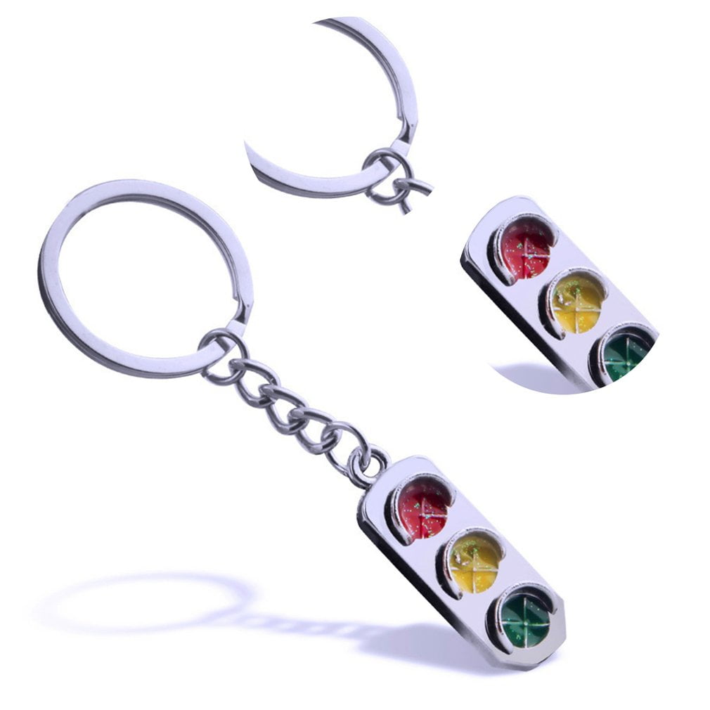Mini Personality LED Light Double Ring Car Key Ring Chain 3D Keychain Key Ring 