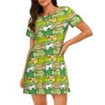 thumbnail image 1 of Easygdp Grenouille Dessin Animé pour Femmes Chemise de Nuit Manches Courtes Décontractée Imprimée, 1 of 6