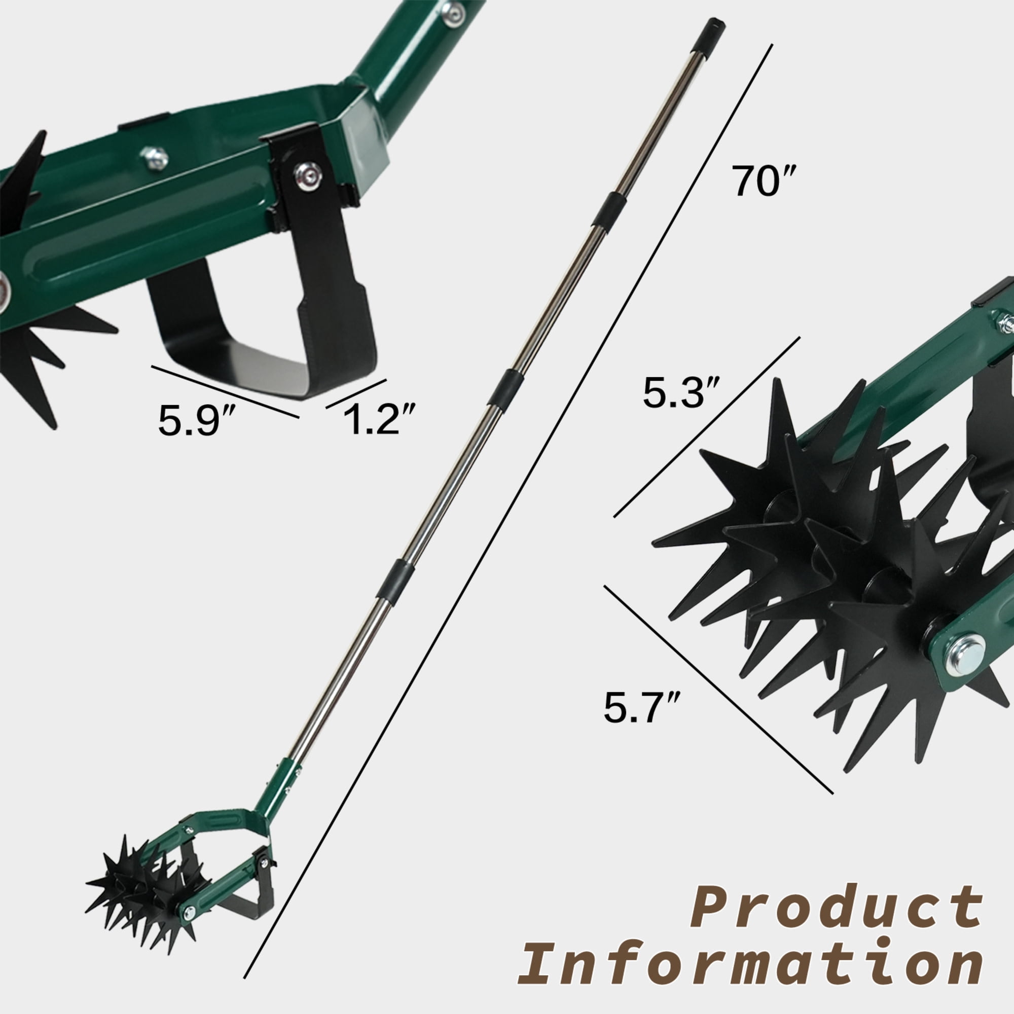Ashfield & Harkness: 2-In-1 Rotary Cultivator & Weeder - Lawn & Garden Tool, 70" Adjustable Handle Rolling Tiller, Soil Loosening, Sturdy Tines-Blade