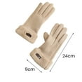thumbnail image 6 of comerut 1 Pair Winter Warm Gloves Solid Color Fleece Lining Design Windproof Thick Thermal Touchscreen Gloves for Women, 6 of 8