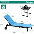thumbnail image 3 of Garvee 2 Pack Outdoor Chaise Lounge Chairs, with 1 Side Table, 5 Level Backrest, Blue, 3 of 7