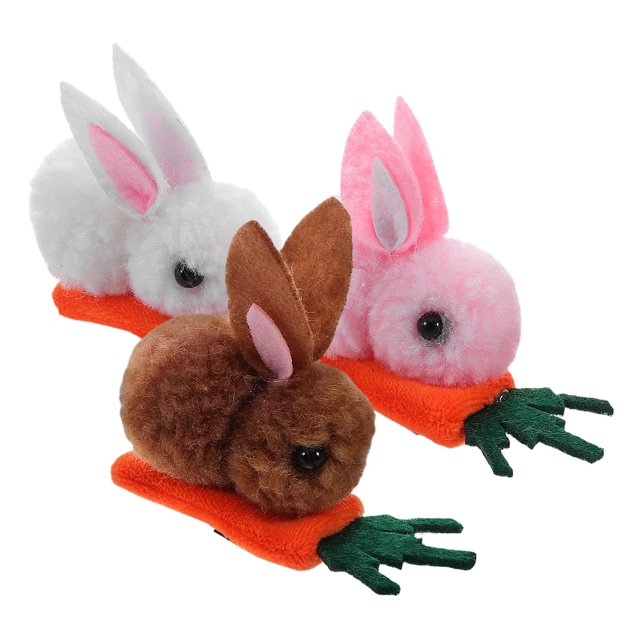 3 Pcs Mini Pinces à Cheveux en Peluche Lapin avec Design Carotte Ornement de Cheveux Lapin Pinces à Cheveux de Pâques Accessoires de Cheveux Lapin Mini Pinces à Cheveux en Peluche de Pâques
