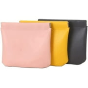 NOGIS 3 Pieces Mini Leather Coins Purse Women Changes and Cards Holder Squeeze Small Pouch (3 Colors, 4.7x4.5")