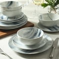 thumbnail image 4 of Gibson Home Cloudlight 12 Piece Plates and Bowls Dishes Brown and White - Decorated Porcelain Ceramic Dinnerware Set - Service for 4, 4 of 20