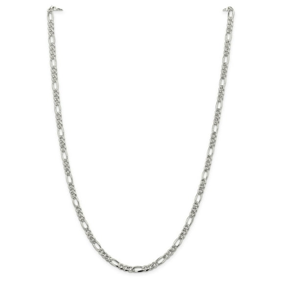 Primal Silver Sterling Silver 4.75mm Pave Flat Figaro Chain