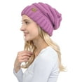 thumbnail image 2 of C.C Oversized Baggy Slouch Thick Warm Cap Hat Skully Cable Knit Beanie, Lavender, 2 of 2