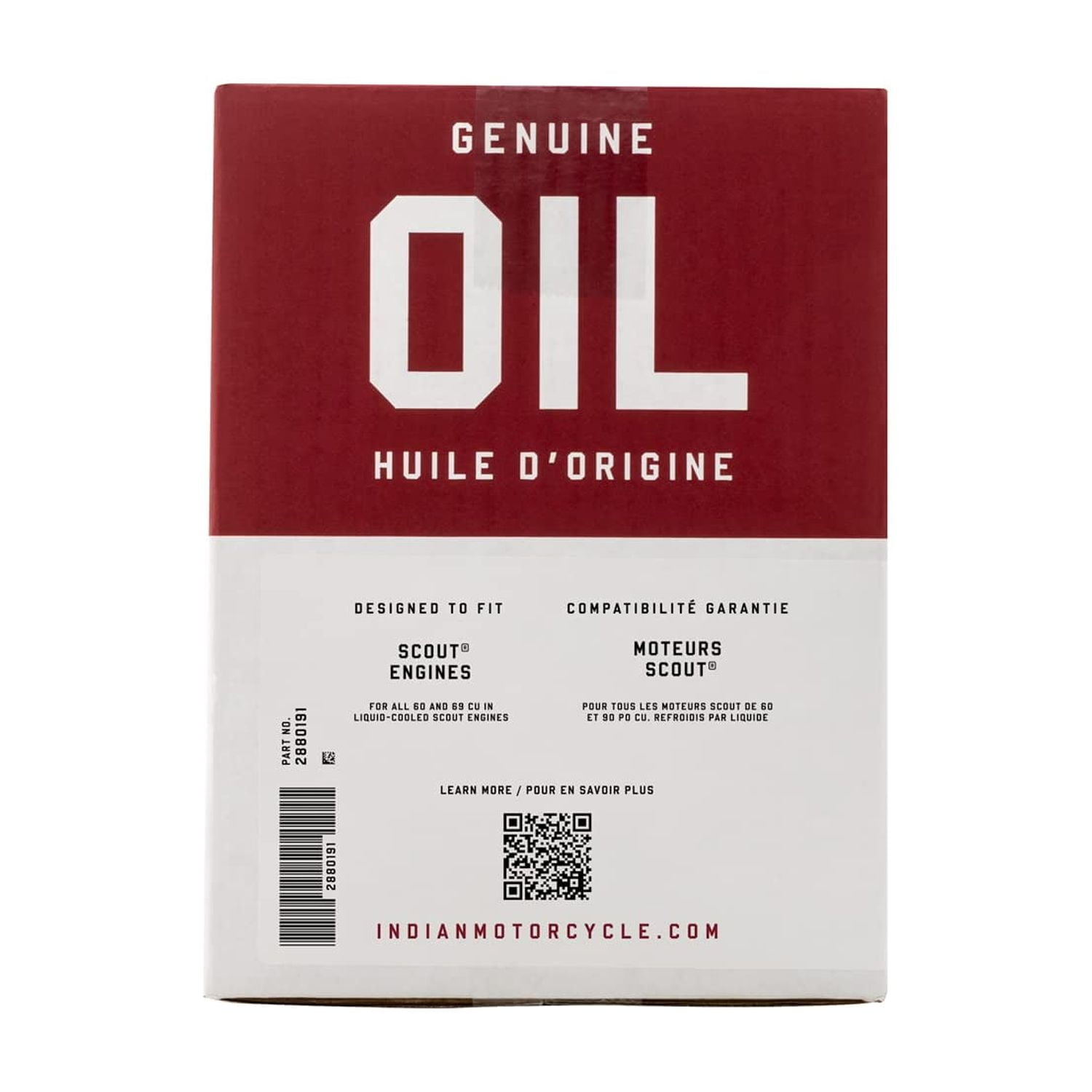 Indian Motorcycle Oil Change Kit for All 60 & 69 Cu In Liquid-Cooled Scout Engines, 4 Quarts 15W-60 Full Synthetic Oil, 1 Oil Filter, 2 Washers, Clutch Performance, Engine Protection - 2880191