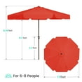 thumbnail image 2 of JUSTLET 11 FT Outdoor Patio Umbrella with Crank Sysytem and 8 Sturdy Ribs, Round Umbrella for Garden, Poolside, Deck and Backyard, Orange, 2 of 8