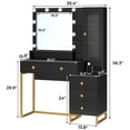 thumbnail image 4 of Amuzer Vanity Table with Lighted Mirror and Charging Station, Modern Makeup Desk with Drawers and Storage Shelves, Black, 4 of 8