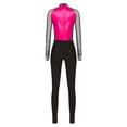 thumbnail image 4 of Jizyo Women's Long Sleeve Dance Unitard Shiny Rhinestone Full Body Suits One Piece Jumpsuits Hot Pink L, 4 of 5