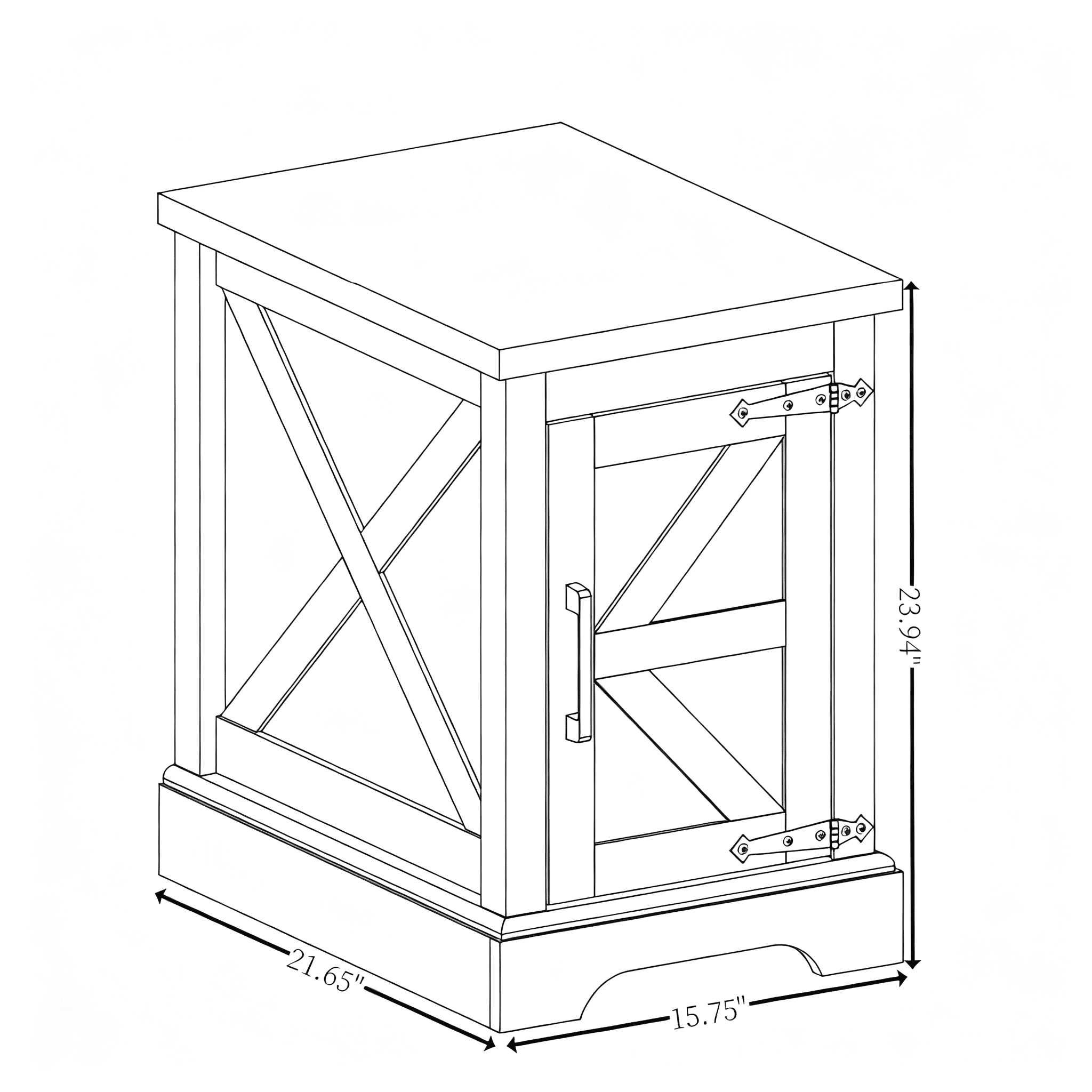 Farmhouse end table Nightstand Rectangular Farmhouse End Table with Barn Door and Adjustable Storage Shelf, Rustic Sofa Side Table for Living Room, Bedroom, White