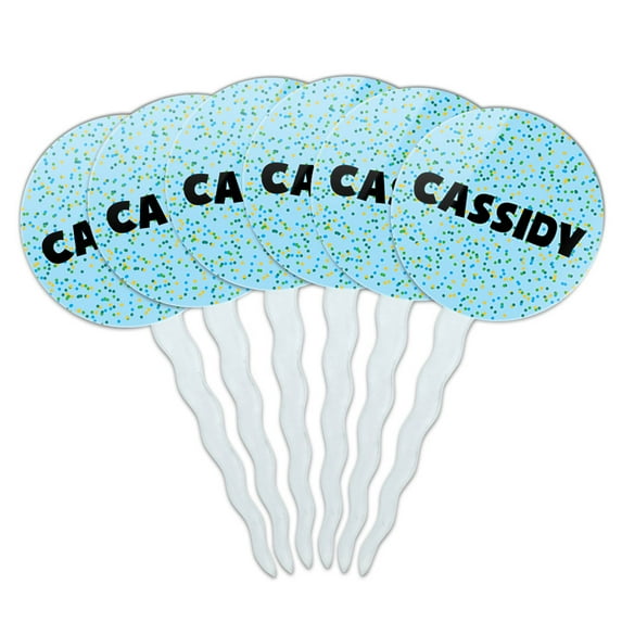 Cassidy Cupcake Picks Toppers - Set of 6 - Blue Speckles