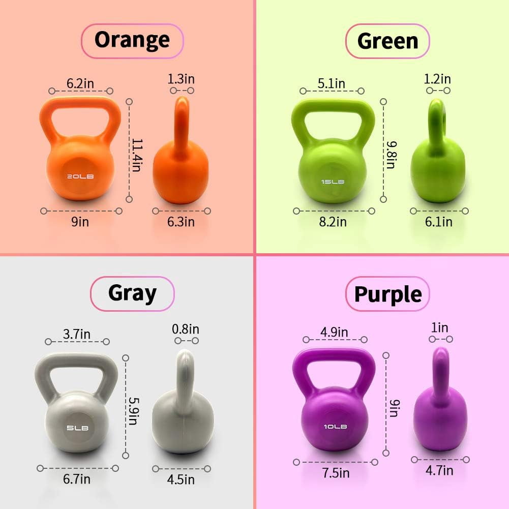 Kettlebell , 10lbs Vinyl Coated Weight for Women, Strength Training Home Gym