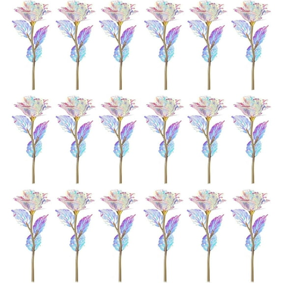 18 Pcs Galaxy Rose Colorful Rainbow Artificial Flowers Crystal Flower Best Gifts for Mother's Day Thanksgiving Valentine's Day Girl's Birthday Party