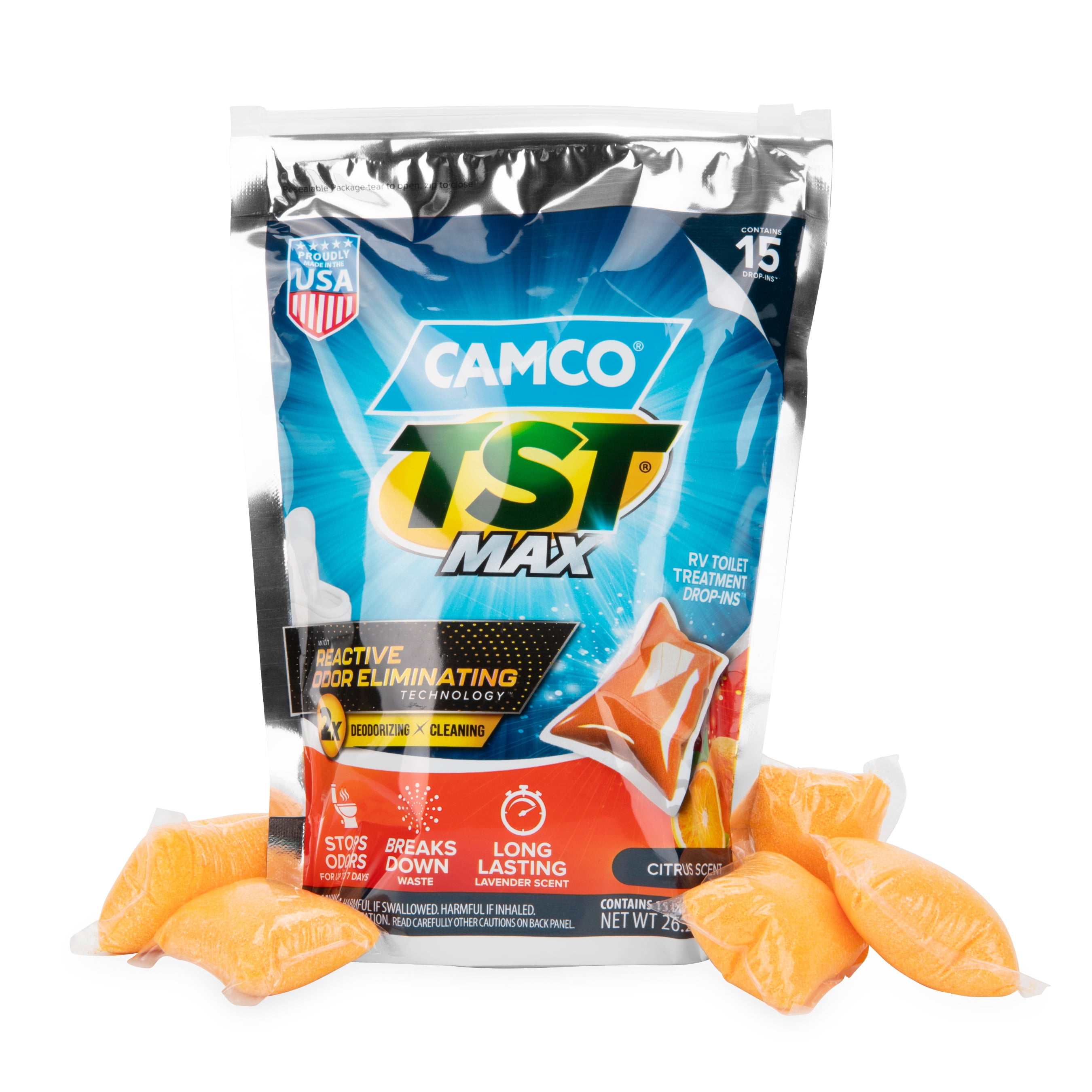 2 pack) Camco TST MAX RV Toilet Treatment Drop-Ins - Septic Safe