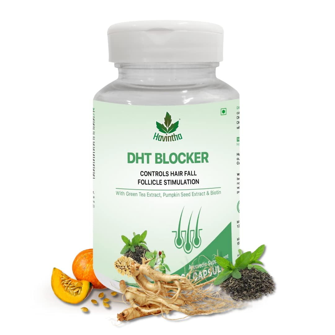Havintha Plant Based DHT BLOCKER with Ginseng Extract, Green Tea & Biotin for Hair Fall (60