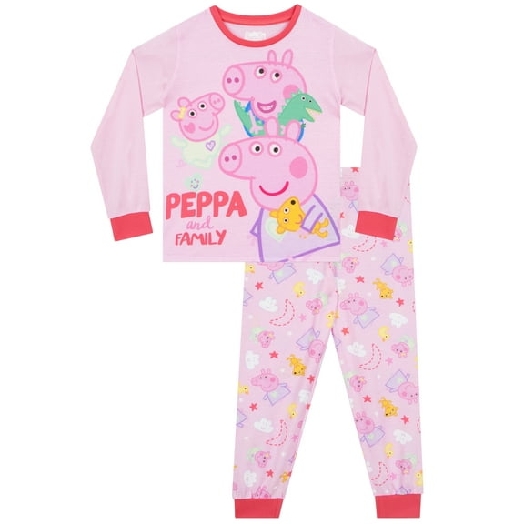 Peppa Pig Long Sleeve Pyjamas Girls Pink Sizes 2T-8