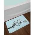 thumbnail image 2 of Engagement Party Bath Mat, Happy Bird Couple Perching on Tree with Heart Shaped Flowers, Plush Bathroom Decor Mat with Non Slip Backing, 29.5" X 17.5", Pale Blue Orange Black, by Ambesonne, 2 of 2