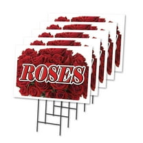 ROSES 5 Pack Of 12" x 16" Yard Sign & Stake | Advertise Your Business | Stake Included Image On Front Only | Made in The USA