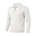 thumbnail image 4 of Ceisia Men Cable Knit Quarter Zip Collar Pullover Sweater Slim Fit Long Sleeve Casual Daily Business Knitted Polo Top White M Gift, 4 of 7
